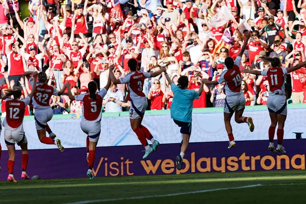 Arsenal 'in oyuncuları UEFA Kadınlar Şampiyonlar Ligi 2025 final maçında Estadio Jose Alvalade' de (Maciej Rogowski) Arsenal FC Barcelona ile FC Barcelona arasında görüldü.)