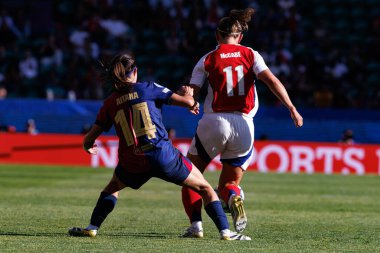 Aitana Bonmati ve Katie McCabe, UEFA Şampiyonlar Ligi 2025 final maçında Estadio Jose Alvalade 'de Arsenal FC ve FC Barcelona arasında görüldü (Maciej Rogowski)