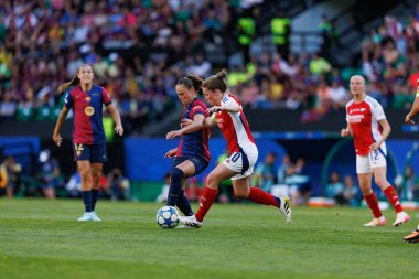 Ewa Pajor ve Kim Little, UEFA Şampiyonlar Ligi 2025 final maçında Estadio Jose Alvalade 'de (Maciej Rogowski) Arsenal FC ve FC Barcelona arasında görüldü.)