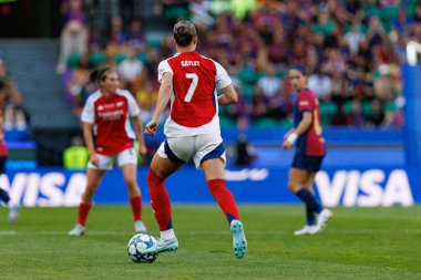Stephanie Catley UEFA Kadınlar Şampiyonlar Ligi 2025 final maçında Estadio Jose Alvalade 'de Arsenal FC ve FC Barcelona arasında görüldü (Maciej Rogowski)