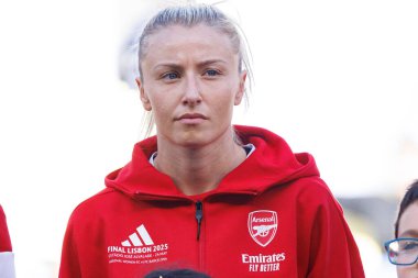 Leah Williamson UEFA Kadınlar Şampiyonlar Ligi 2025 final maçında Estadio Jose Alvalade 'de Arsenal FC ve FC Barcelona arasında görüldü.)