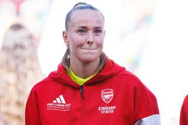 Daphne van Domselaar, UEFA Kadınlar Şampiyonlar Ligi 2025 final maçında Estadio Jose Alvalade 'de Arsenal FC Barcelona (Maciej Rogowski) ile karşılaştı.)