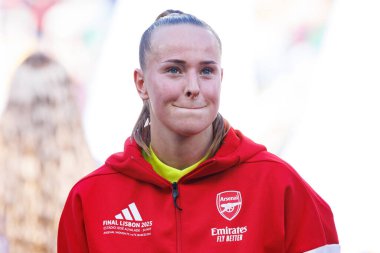 Daphne van Domselaar, UEFA Kadınlar Şampiyonlar Ligi 2025 final maçında Estadio Jose Alvalade 'de Arsenal FC Barcelona (Maciej Rogowski) ile karşılaştı.)