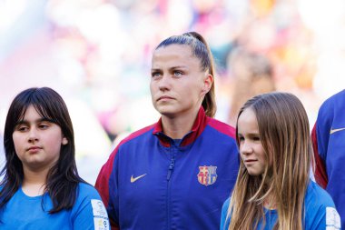 Claudia Pina UEFA Şampiyonlar Ligi 2025 final maçında Estadio Jose Alvalade 'de Arsenal FC ve FC Barcelona arasında görüldü.)