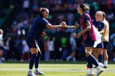 Ewa Pajor ve Maria Leon, UEFA Şampiyonlar Ligi 2025 final maçında Estadio Jose Alvalade 'de Arsenal FC ve FC Barcelona arasında görüldü (Maciej Rogowski)