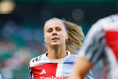 Victoria Pelova UEFA Şampiyonlar Ligi 2025 final maçında Estadio Jose Alvalade 'de Arsenal FC ve FC Barcelona arasında görüldü.)