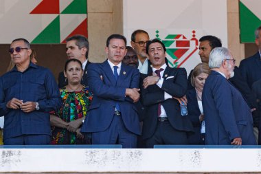 Luis Montenegro ve Rui Costa Taca de Portugal 2025 final maçında SL Benfica ve Sporting CP (Maciej Rogowski)