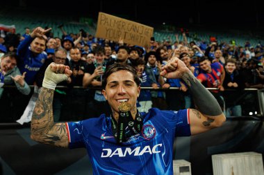 Enzo Fernandez, Real Betis Balompie ve Chelsea FC (Maciej Rogowski) arasında oynanan UEFA Konferans Ligi 2025 final maçında görüldü.)