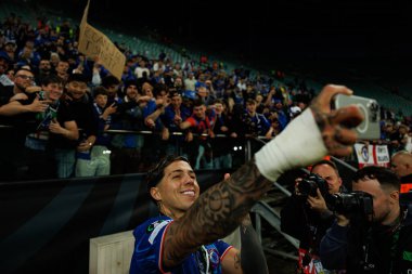 Enzo Fernandez, Real Betis Balompie ve Chelsea FC (Maciej Rogowski) arasında oynanan UEFA Konferans Ligi 2025 final maçında görüldü.)