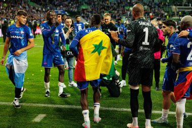 Nicolas Jackson, Real Betis Balompie ve Chelsea FC (Maciej Rogowski) arasında oynanan UEFA Konferans Ligi 2025 final maçında görüldü.)