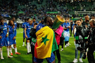 Nicolas Jackson, Real Betis Balompie ve Chelsea FC (Maciej Rogowski) arasında oynanan UEFA Konferans Ligi 2025 final maçında görüldü.)