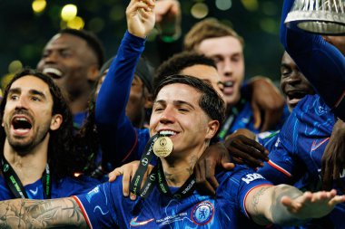 Enzo Fernandez, Real Betis Balompie ve Chelsea FC (Maciej Rogowski) arasında oynanan UEFA Konferans Ligi 2025 final maçında görüldü.)