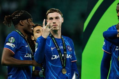 Cole Palmer, Real Betis Balompie ve Chelsea FC (Maciej Rogowski) arasında oynanan UEFA Konferans Ligi 2025 final maçında görüldü.)