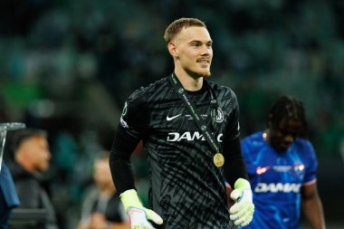 Filip Jorgensen, Real Betis Balompie ile Chelsea FC (Maciej Rogowski) arasında oynanan UEFA Konferans Ligi 2025 final maçında görüldü.)