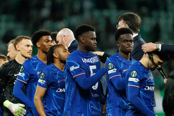 Chelsea 'nin oyuncuları, Real Betis Balompie ile Chelsea FC (Maciej Rogowski) arasında oynanan 2025 UEFA Konferans Ligi final maçında görüldü.)