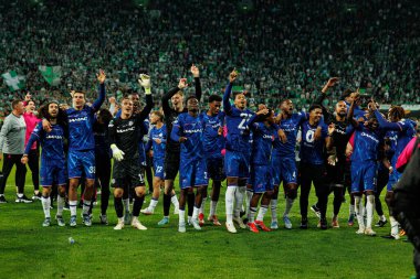 Chelsea 'nin oyuncuları, Real Betis Balompie ile Chelsea FC (Maciej Rogowski) arasında oynanan 2025 UEFA Konferans Ligi final maçında kutlama yaparken görüldü.)