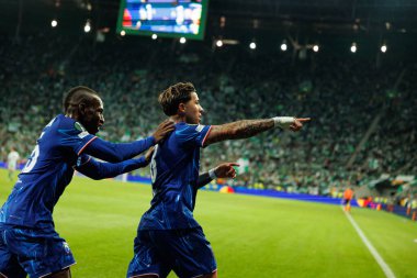 Enzo Fernandez, Real Betis Balompie ve Chelsea FC (Maciej Rogowski) arasında oynanan UEFA Konferans Ligi 2025 final maçında gol attıktan sonra kutlama yaparken görüldü.)