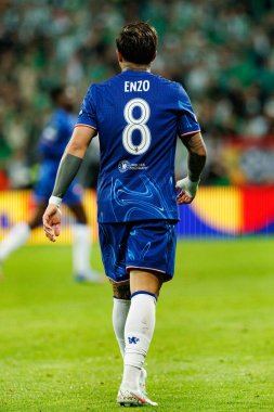 Enzo Fernandez, Real Betis Balompie ve Chelsea FC (Maciej Rogowski) arasında oynanan UEFA Konferans Ligi 2025 final maçında görüldü.)