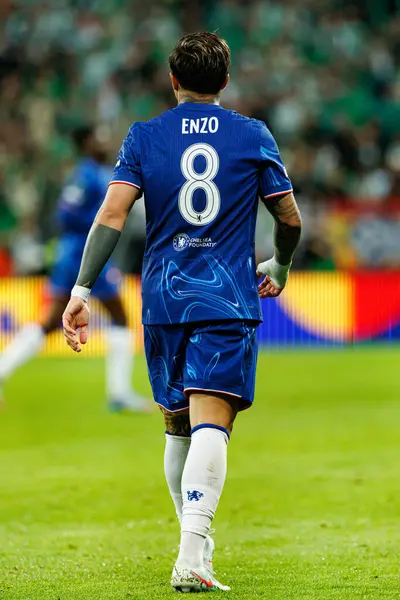 Enzo Fernandez, Real Betis Balompie ve Chelsea FC (Maciej Rogowski) arasında oynanan UEFA Konferans Ligi 2025 final maçında görüldü.)