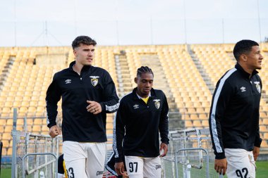 Kristofer Kait, Malcom Moyo ve Juan Alegria Liga Portekiz 2 maçında FC Alverca ve Portimonense SC (Maciej Rogowski)