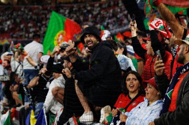 Portekiz taraftarları, Almanya ve Portekiz milli takımları arasında oynanan 2025 UEFA Uluslar Ligi yarı final maçında görüldü (Maciej Rogowski)