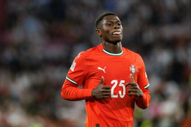 Nuno Mendes, Almanya ve Portekiz milli takımları arasında oynanan 2025 UEFA Uluslar Ligi yarı final maçında görüldü (Maciej Rogowski)