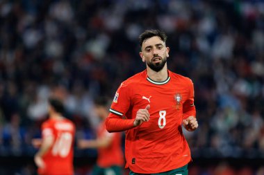 Bruno Fernandes, Almanya ve Portekiz milli takımları arasında oynanan 2025 UEFA Uluslar Ligi yarı final maçında görüldü (Maciej Rogowski)