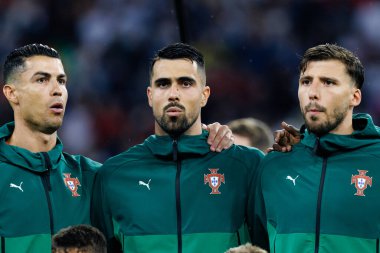 Cristiano Ronaldo, Diogo Costa ve Ruben Dias, UEFA Uluslar Ligi 2025 yarı final maçında Almanya ve Portekiz milli takımları arasında görüldü (Maciej Rogowski)