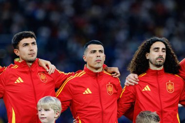 Martin Zubimendi, Pedro Porro ve Marc Cucurella UEFA Uluslar Ligi 2025 yarı final maçında İspanya ve Fransa milli takımları arasında görüldü (Maciej Rogowski)