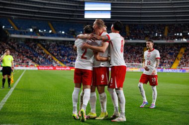 Polonya milli takımları ile Moldova (Maciej Rogowski) arasında oynanan uluslararası dostluk maçında Polonyalı oyuncular Matty Cash 'ten gol üstüne gol atarken görüldü (Maciej Rogowski)