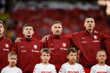 Polonya ve Moldova milli takımları arasında oynanan uluslararası dostluk maçında Polonyalı oyuncular görülüyor (Maciej Rogowski)