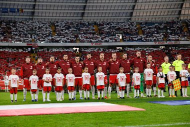 Polonya ve Moldova milli takımları arasında oynanan uluslararası dostluk maçında Polonyalı oyuncular görülüyor (Maciej Rogowski)