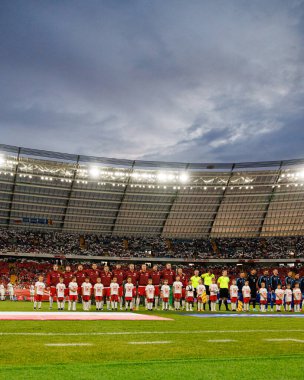 Polonya ve Moldova milli takımları arasında oynanan uluslararası dostluk maçında Polonyalı oyuncular görülüyor (Maciej Rogowski)