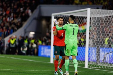 Goncalo Ramos ve Diogo Costa, UEFA Uluslar Ligi 2025 final maçında Portekiz ve İspanya milli takımları arasında görüldü (Maciej Rogowski)