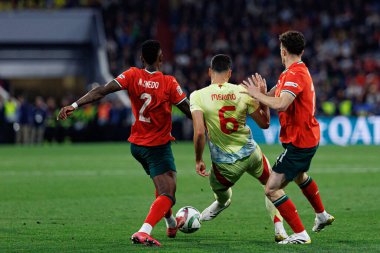Nelson Semedo, Mikel Merino ve Diogo Jota, UEFA Uluslar Ligi 2025 final maçında Portekiz ve İspanya milli takımları arasında görüldü (Maciej Rogowski)