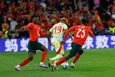 Rafael Leao, Lamine Yamal ve Nuno Mendes, UEFA Uluslar Ligi 2025 final maçında Portekiz ve İspanya milli takımları arasında görüldü (Maciej Rogowski)