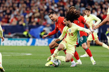 Cristiano Ronaldo, Marc Cucurella ve Francisco Conceicao, UEFA Uluslar Ligi 2025 final maçında Portekiz ve İspanya milli takımları arasında görüldü (Maciej Rogowski)