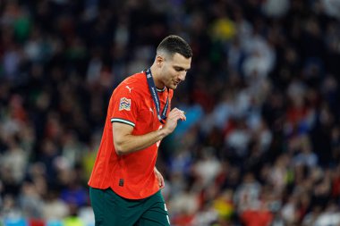 Diogo Dalot, Portekiz ve İspanya milli takımları arasında oynanan 2025 UEFA Uluslar Ligi final maçında görüldü (Maciej Rogowski)