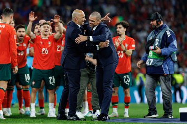Roberto Martinez ve Pepe, UEFA Uluslar Ligi 2025 final maçında Portekiz ve İspanya milli takımları arasında görüldü (Maciej Rogowski)