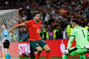 Ruben Neves ve Diogo Costa, UEFA Uluslar Ligi 2025 final maçında Portekiz ve İspanya milli takımları arasında kutlama yaparken görüldü (Maciej Rogowski)