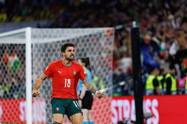 Ruben Neves, UEFA Uluslar Ligi 2025 final maçında Portekiz ve İspanya milli takımları arasında kutlama yaparken görüldü (Maciej Rogowski)