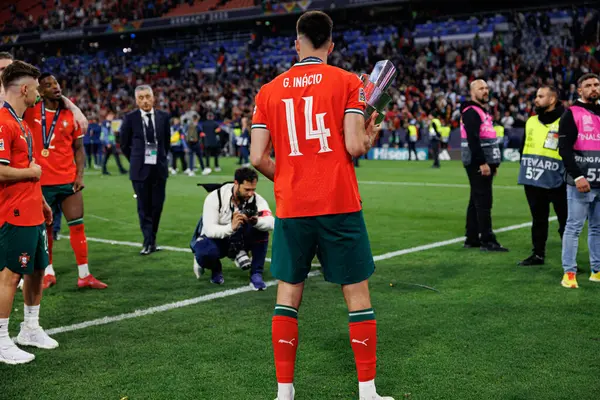 Goncalo Inacio, UEFA Uluslar Ligi 2025 final maçında Portekiz ve İspanya milli takımları arasında görüldü (Maciej Rogowski)