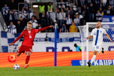 Mateusz Skrzypczak, Finlandiya ve Polonya milli takımları arasında oynanan 2026 Dünya Kupası Avrupa ön eleme maçında görüldü (Maciej Rogowski)