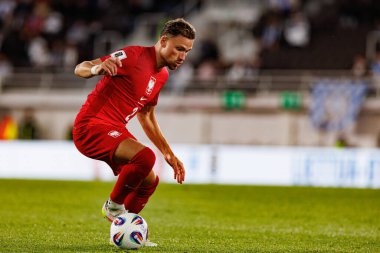 Matty Cash, Finlandiya ve Polonya milli takımları arasında oynanan 2026 Dünya Kupası ön eleme maçında görüldü (Maciej Rogowski))