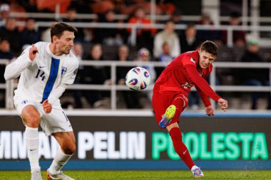 Dünya Kupası 2026 Avrupa ön eleme maçında Finlandiya ve Polonya milli takımları arasında Sebastian Szymanski görüldü (Maciej Rogowski)