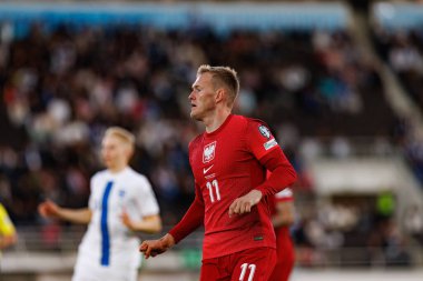 Karol Swiderski, Finlandiya ve Polonya milli takımları arasında oynanan 2026 Dünya Kupası ön eleme maçında görüldü (Maciej Rogowski)