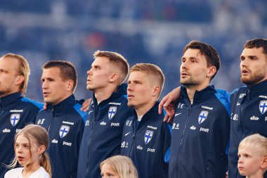 Finlandiya ve Polonya milli takımları arasında oynanan 2026 Dünya Kupası Avrupa ön eleme maçında Finlandiya 'nın oyuncuları (Maciej Rogowski))