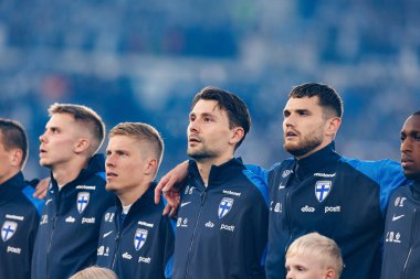 Finlandiya ve Polonya milli takımları arasında oynanan 2026 Dünya Kupası Avrupa ön eleme maçında Finlandiya 'nın oyuncuları (Maciej Rogowski))