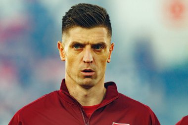 Krzysztof Piatek 2026 Dünya Kupası 'nda Finlandiya ve Polonya milli takımları arasında oynanan Avrupa ön eleme maçında görüldü (Maciej Rogowski)