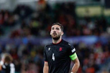 Saba Khvadagiani, Polonya ve Gürcistan milli takımları arasında oynanan UEFA U-21 2025 maçında görüldü (Maciej Rogowski)